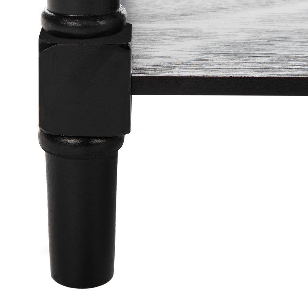 Distressed Black Pine Wood Rectangular Coffee Table with Storage