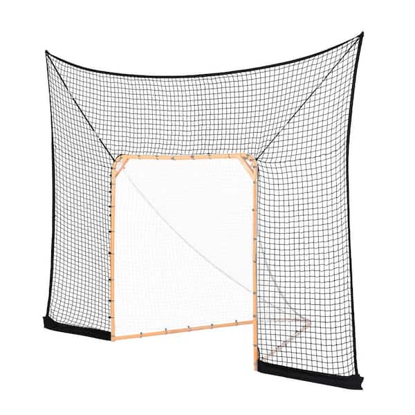 12 x 9 ft. Hockey and Lacrosse Goal Backstop in. Black, Extended Coverage, Easy Setup, Complete Training Net for Youth