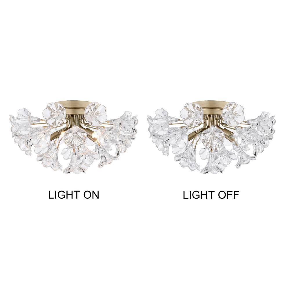 Blanca Brushed Champagne Glass Flower Flush Mount Light