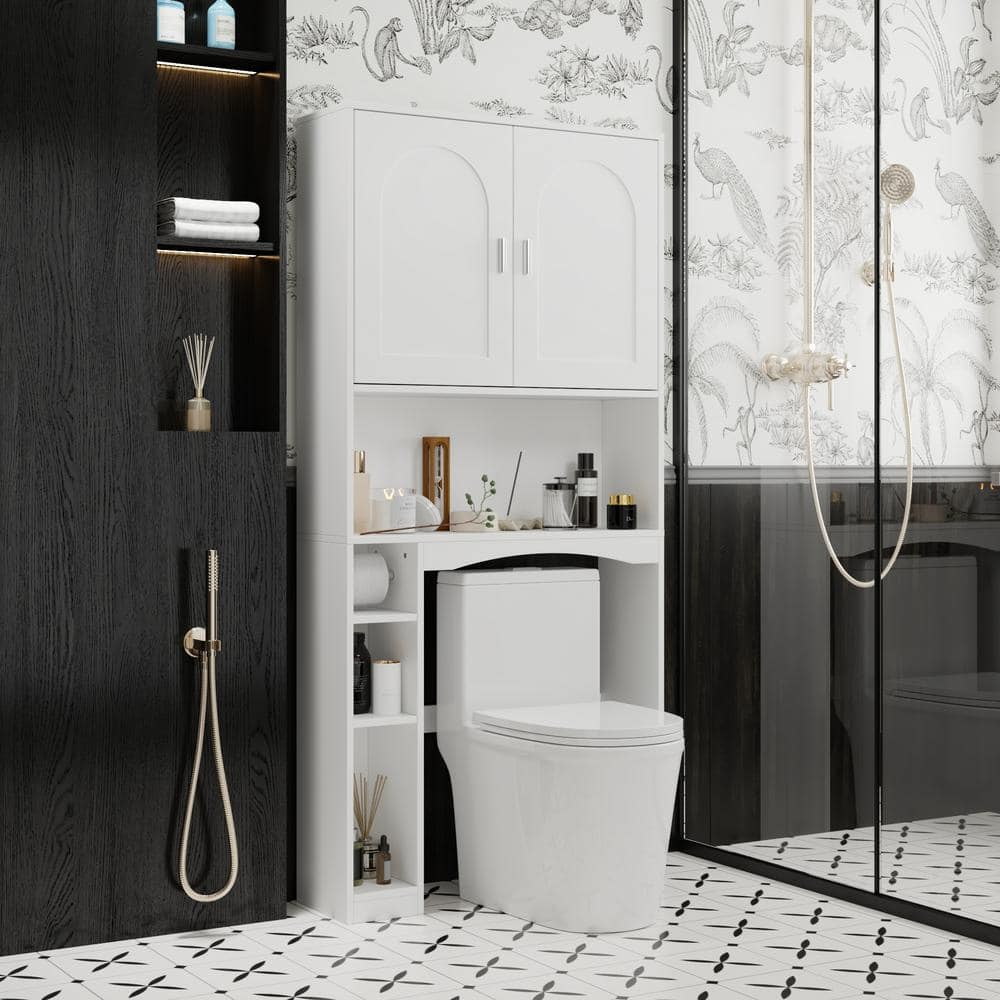 31.5 in. W x 66.9 in. H x 9.8 in. D White Over The Toilet Storage with Doors price history on PriceWatchPro