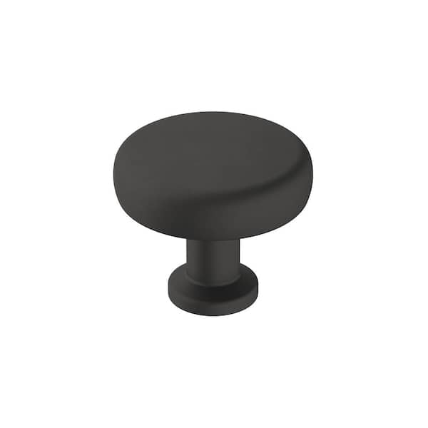 Amerock Factor 1-1/4 in. (32mm) Modern Matte Black Round Cabinet Knob