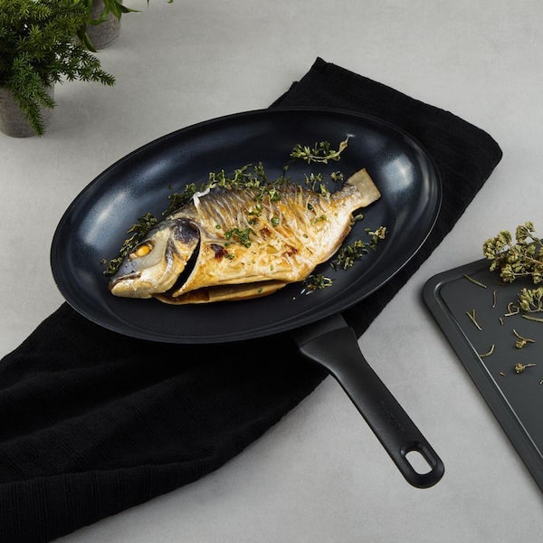 BergHOFF DiNA Helix Recycled Aluminum Nonstick Ceramic Fish Pan, 13.25 in.
