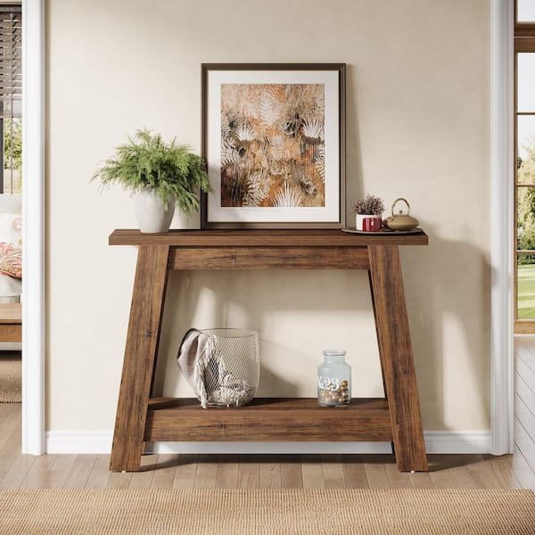 Turrella 41.3 in. Brown Rectangle Wood Console Table Small Entraway Table