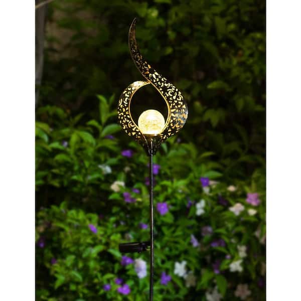 Outdoor Decor, Moon Fairy Crackle Glass Globe with Angel Yard Pathway Stake Lights  Solar Powered Waterproof PU7H8F - The Home Depot