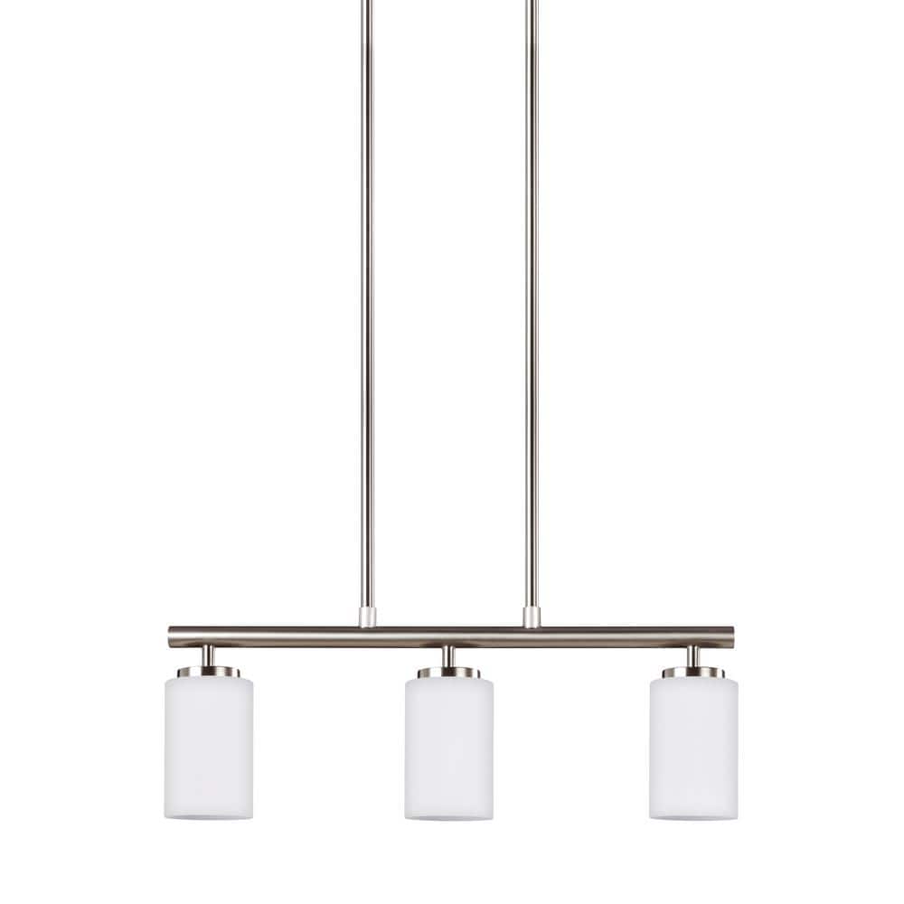 Oslo Brushed Nickel 3-Light Island Pendant with Opal Etched Glass