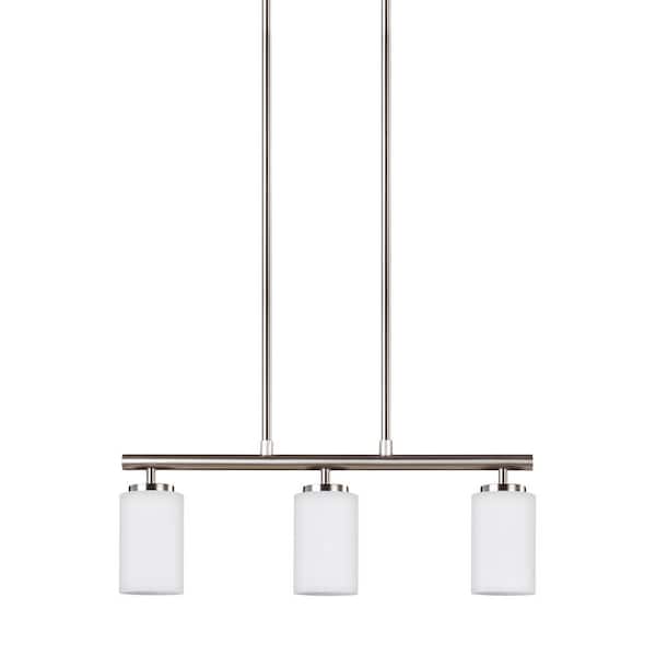 Generation Lighting Oslo 3-Light Brushed Nickel Pendant with LED Bulbs