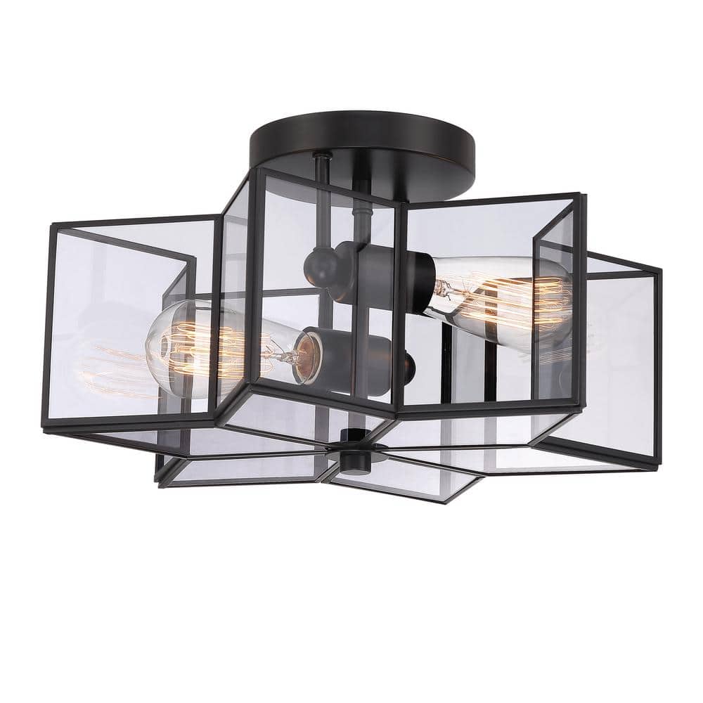 Vanity Art 2-Light 16.14 in. Unique/Statement Star Semi Flush Mount in ...