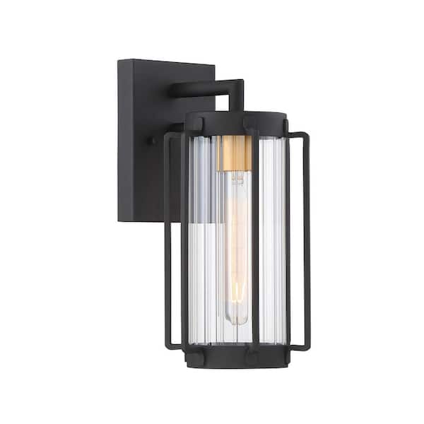 Minka Lavery Avonlea Small 1-Light Sand Black with Gold Outdoor Light Wall Lantern Sconce
