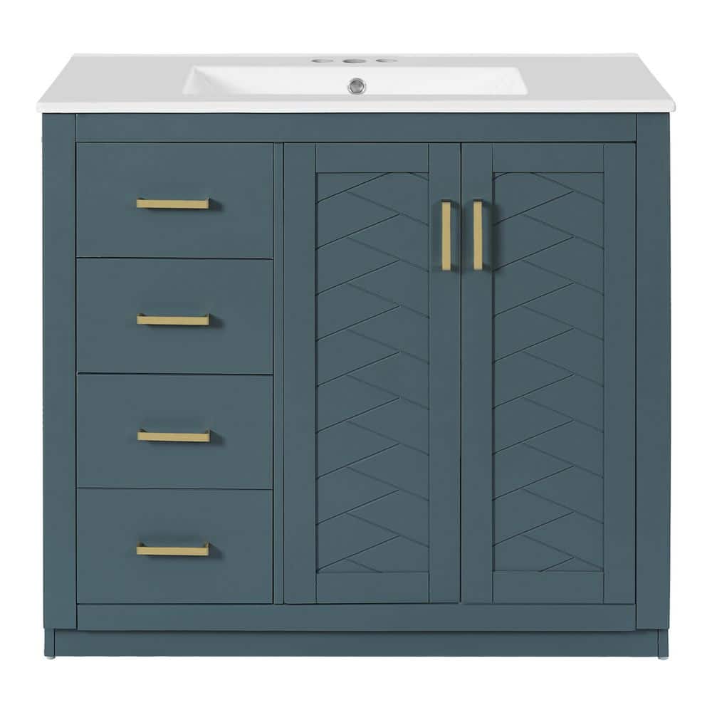 36 in. Single Sink Freestanding Blue Bath Vanity with White Ceramic Top price history on PriceWatchPro