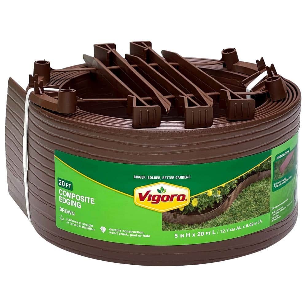 Vigoro 20 ft. Brown Composite Edging with Stakes 55320 - The Home