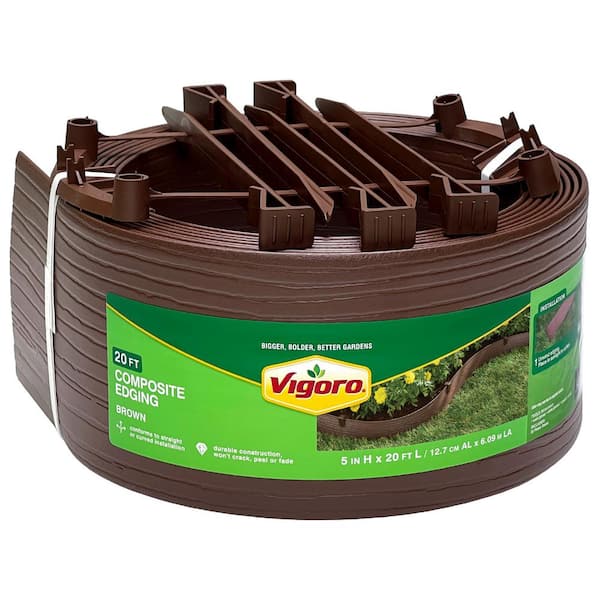 Vigoro 20 ft. Brown Composite Edging with Stakes