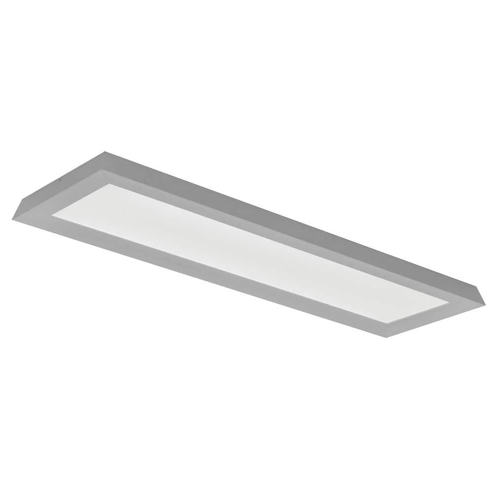 Zurich 51" Satin Nickel LED Linear Flush Mount with White Acrylic Shade