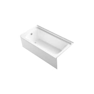 Store+ 60 in. x 30 in. Soaking Bathtub with Left Drain in White