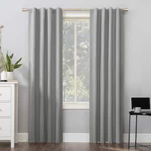 Cyrus Silver Gray Polyester Solid 40 in. W x 63 in. L Noise Cancelling Grommet Blackout Curtain