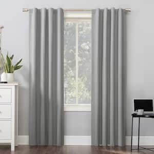 Cyrus Silver Gray Polyester Solid 40 in. W x 96 in. L Noise Cancelling Grommet Blackout Curtain