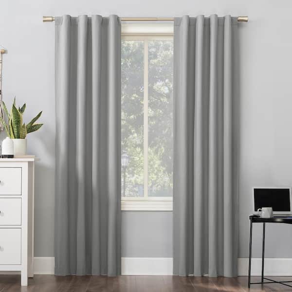 Sun Zero Cyrus Silver Gray Polyester Solid 40 in. W x 96 in. L Noise Cancelling Grommet Blackout Curtain