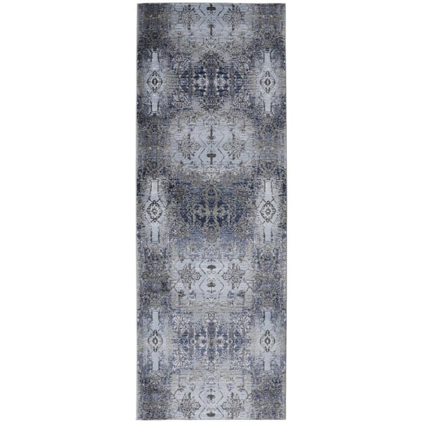 HomeRoots 2 X 8 Gray, Ivory Abstract Runner Rug