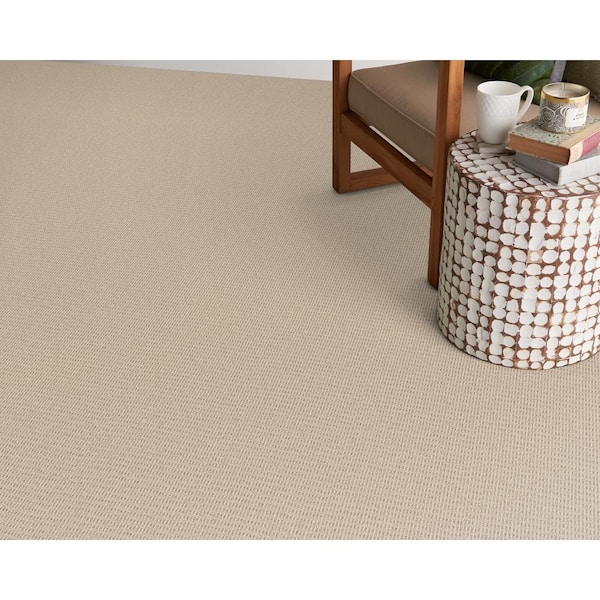 Terrain - Eggshell - Beige 13.2 ft. 34 oz. Wool Loop Installed Carpet