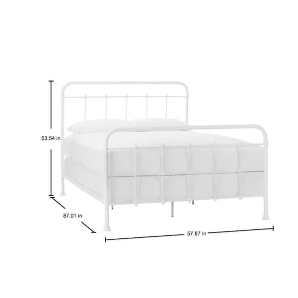 Brooklyn White Metal Bed Frame Small Double 4FT Modern Bedstead