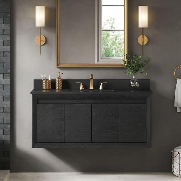 Rodsley 48 in. Single Sink Black Bath Vanity with Granite Top (Assembled)