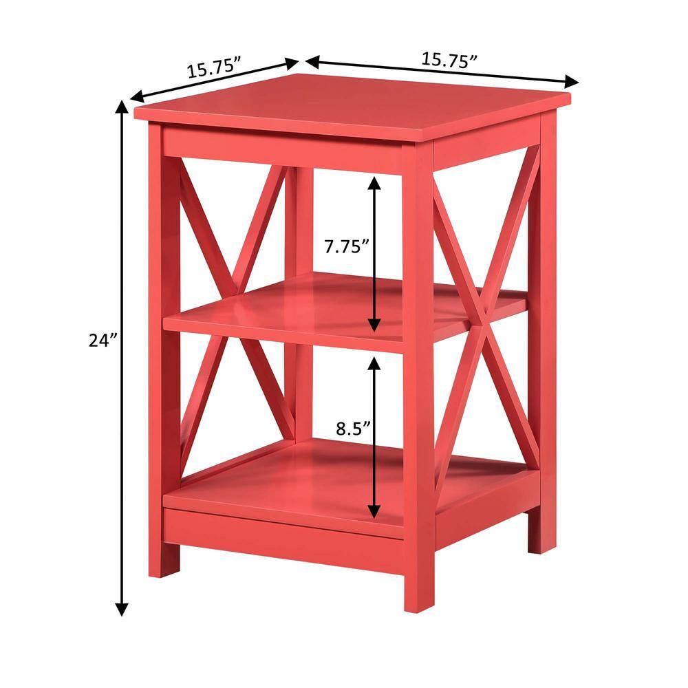 Coral MDF 24" End Table with Shelves