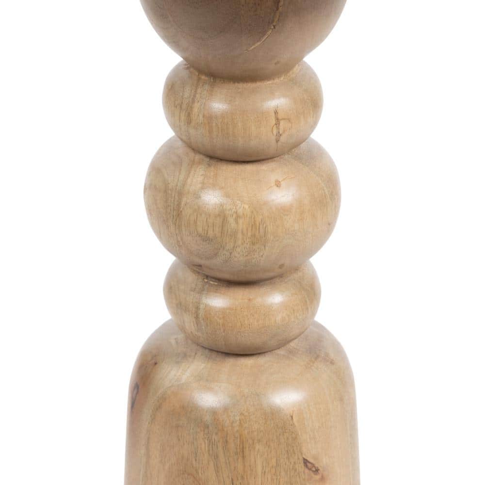 Natural Mango Wood Round Accent Table with Turned Base