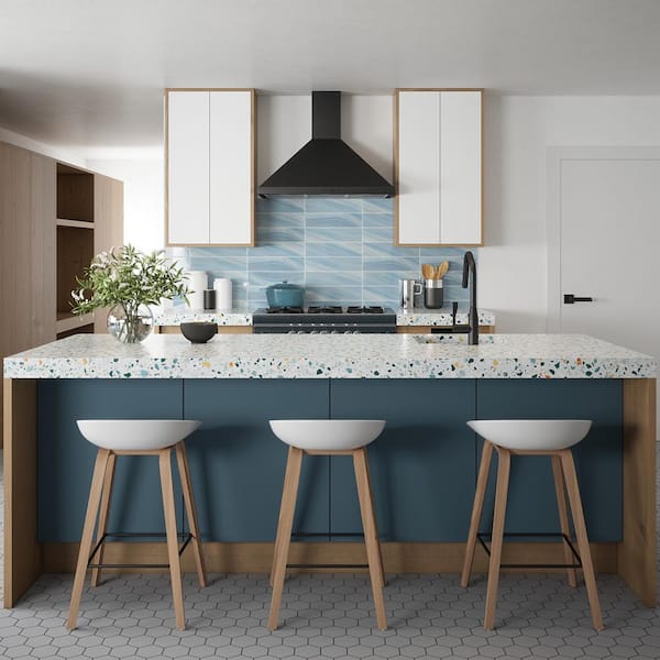 Orbit Blue 4 in. x 16 in. Linear Glossy Glass Wall Tile (17.76 sq. ft. /Case)