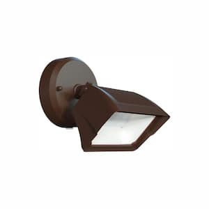 1-Light Integrated LED Outdoor Bronze Dusk to Dawn Security Flood Light