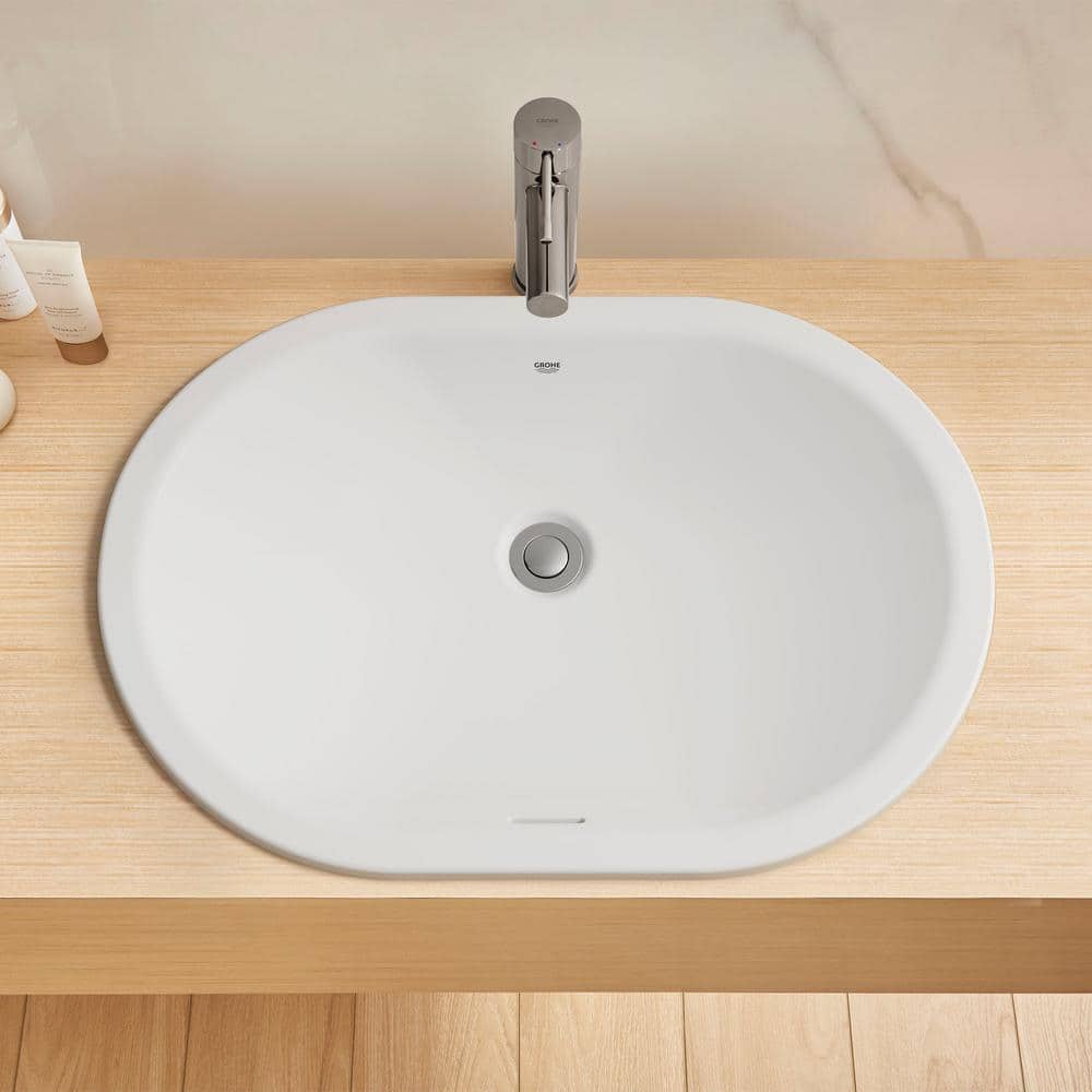 Essence Alpine White Oval Ceramic Undermount Bathroom Sink