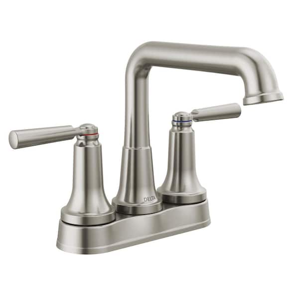 Delta Saylor 4 in. Centerset Double-Handle Bathroom Faucet in Stainless Steel