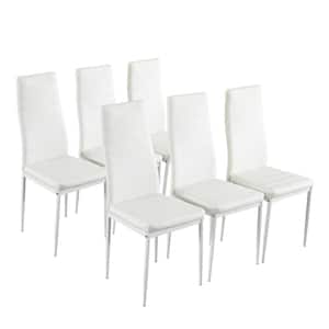 White PU Leather Metal Side Chair Dining Chairs (Set of 6)
