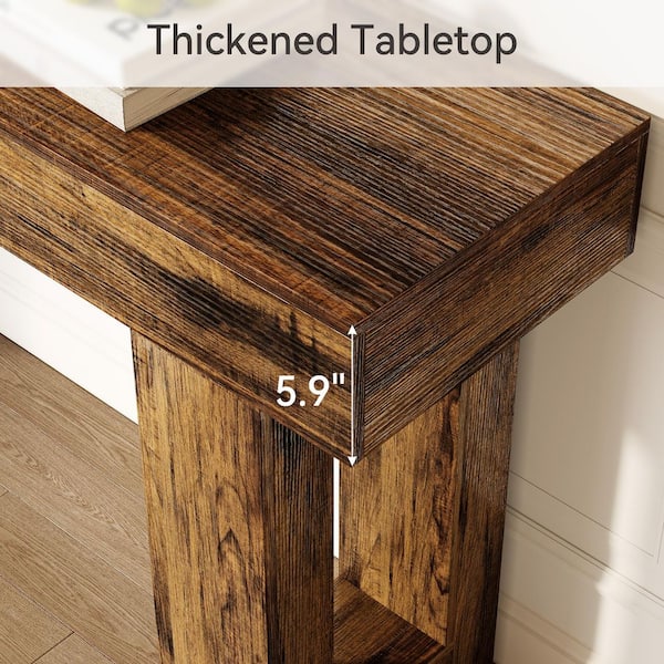 BYBLIGHT Turrella 62.99 in. Rustic Brown Console Tables BYBLIGHT Turrella 62.99 in. Rustic Brown Console Tables