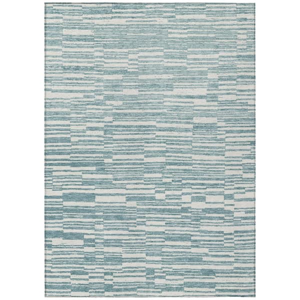 Chantille Machine Washable Indoor/Outdoor Abstract ACN2907 Teal 10 ft. x 14 ft. Area Rug