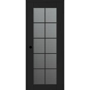 Vona 32 in. x 80 in. Right-Hand 10Lite Frosted Glass Black Matte Wood Composite DIYFriendly Single Prehung Interior Door