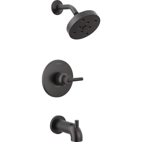 Trinsic 1-Handle Wall Mount Tub and Shower Faucet Trim Kit in Matte Black with H2Okinetic (Valve Not Included)