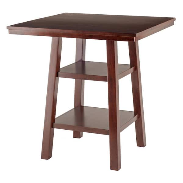 WINSOME WOOD Orlando Hight Table with 2-Shelves in Walnut