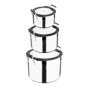 3-Piece Stainless Steel Nesting Stock Pot Set with Tempered Glass Flat Lids