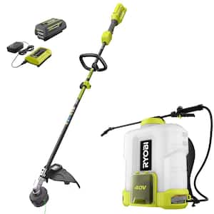 40V Cordless Battery Attachment Capable String Trimmer & 4 Gal. Backpack Chemical Sprayer w/ 4.0 Ah Battery & Charger