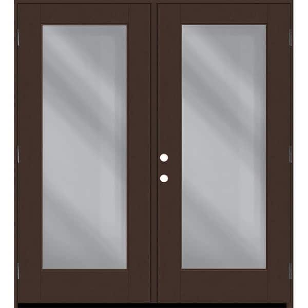 Steves & Sons Regency 60 in. x 80 in. Full Lite Clear Glass Chestnut LHOS Stained Fiberglass Retro Patio Door with 6 in. Jamb