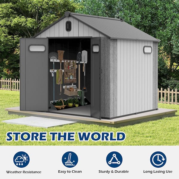 domi outdoor living Domi 8 ft. x 8 ft. Resin Gable Outdoor Storage