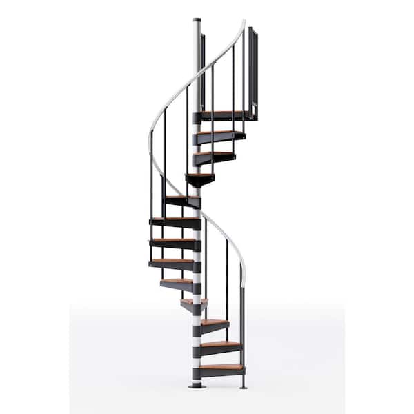 Mylen STAIRS Reroute Prime Interior 42in Diameter, Fits Height 119in - 133in, 2 42in Tall Platform Rails Spiral Staircase Kit