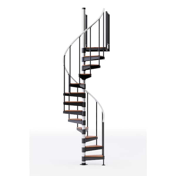 Mylen STAIRS Reroute Prime Interior 42in Diameter, Fits Height 136in - 152in, 2 42in Tall Platform Rails Spiral Staircase Kit