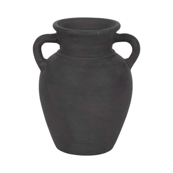 Liv & Skye 9 in. Black Ceramic With Handles Decorative Vase