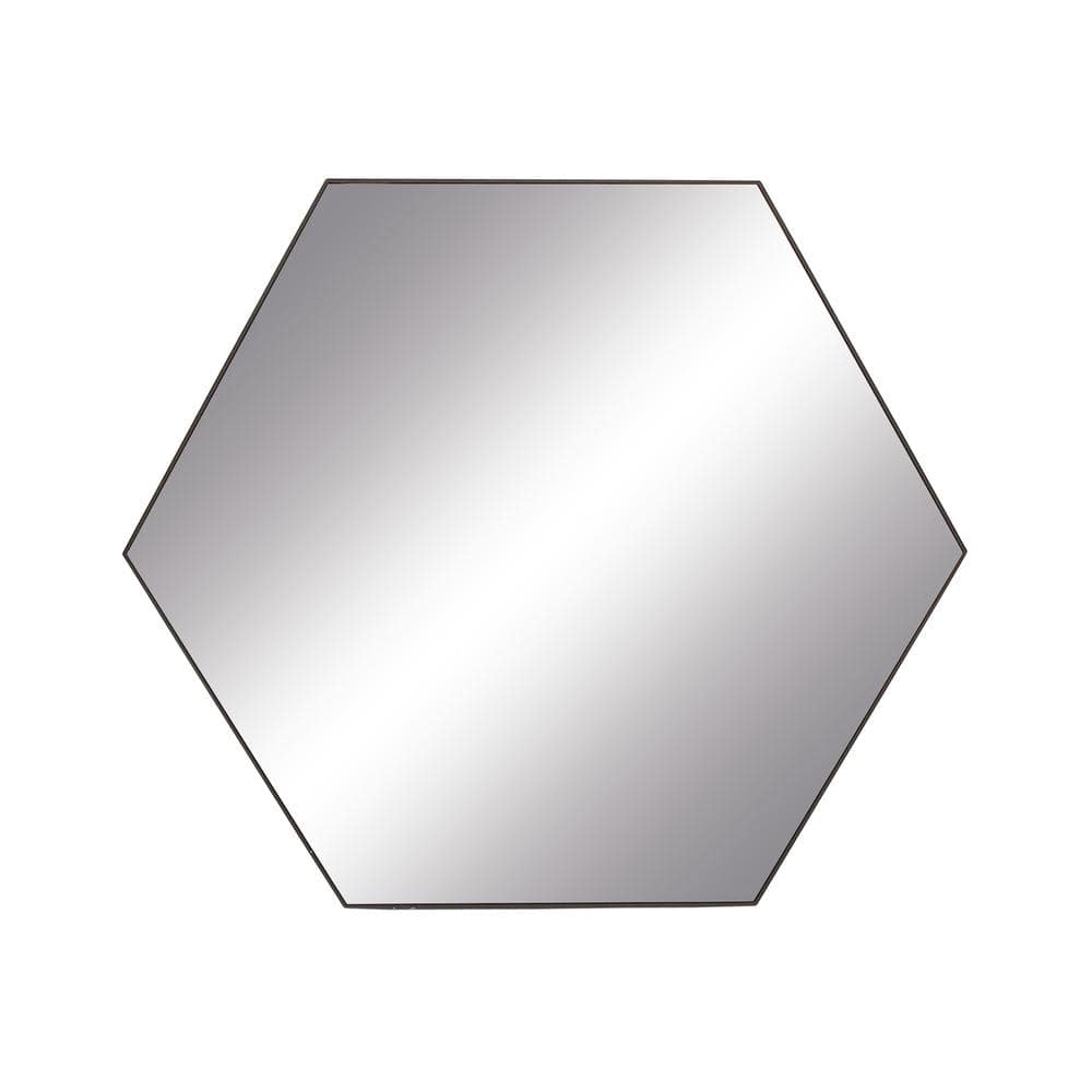 Simple Elegance 42" Round Wooden Hexagon Wall Mirror