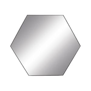 35 in. x 41 in. Hexagon Framed Gray Wall Mirror with Thin Minimalistic Frame