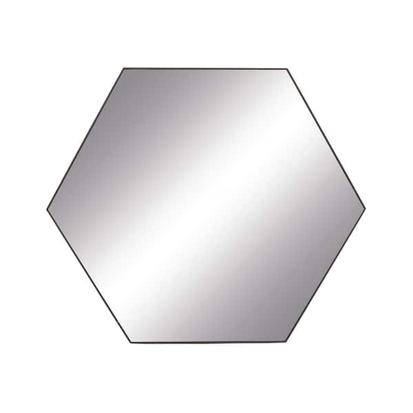 Litton Lane 35 in. x 41 in. Hexagon Framed Gray Wall Mirror with Thin Minimalistic Frame
