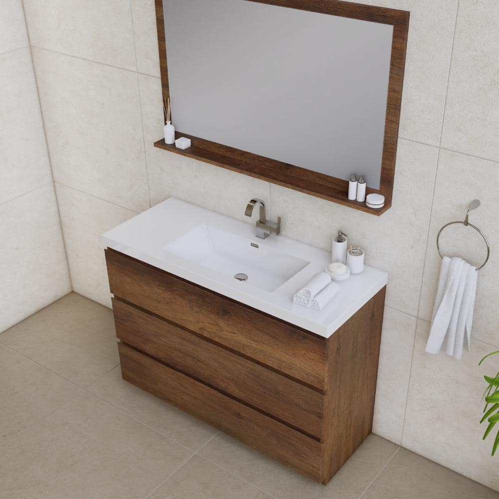 Paterno 48" Rosewood Modern Bathroom Vanity with White Acrylic Top
