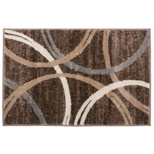 Modern Abstract Circles Brown 2 ft. x 3 ft. Indoor Area Rug