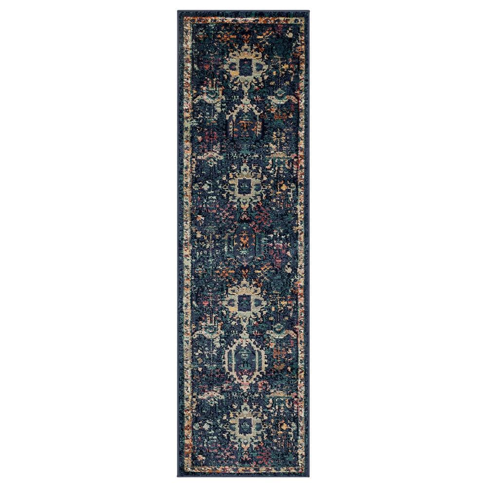 Home Decorators Collection Medallion Blue 2 ft. x 7 ft. Runner Indoor ...