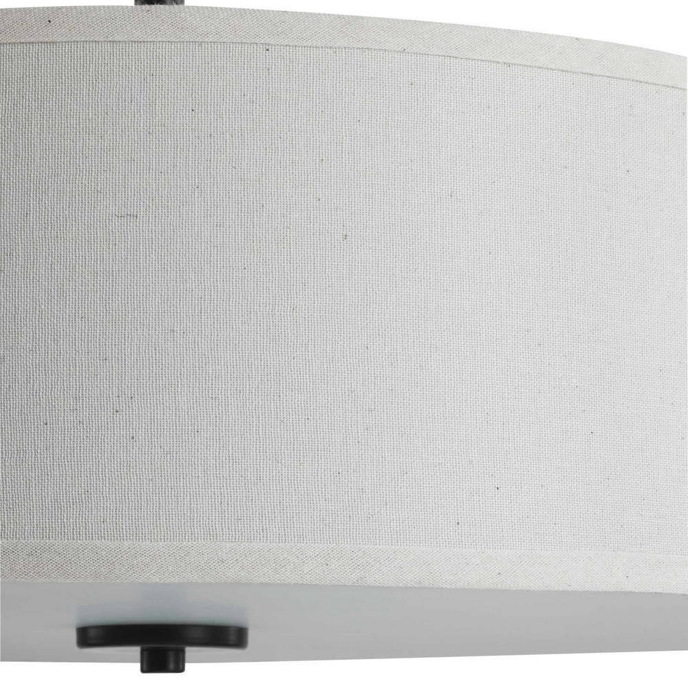 Antique Bronze Off-White Linen Shade 20" Drum Semi-Flush Mount